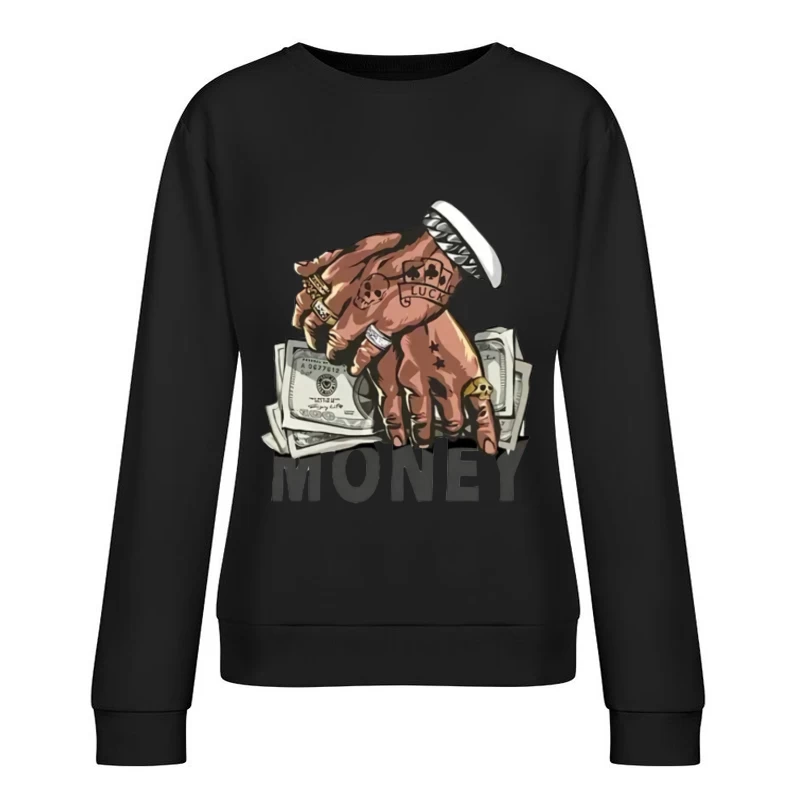 Tattooierte Hände mit Geld Damen Pullover Sweatshirt