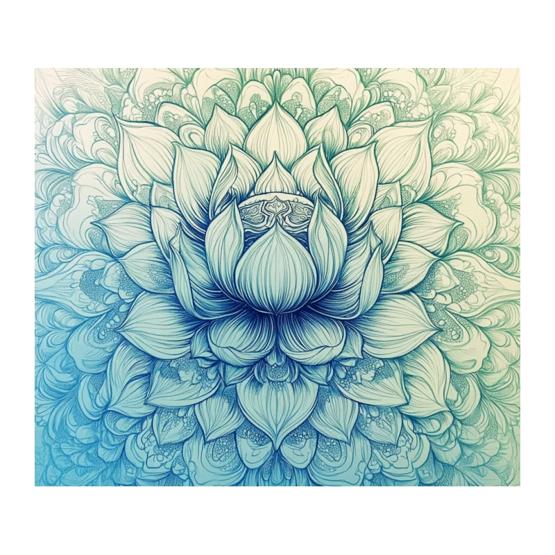 Intricate Blue Lotus Mandala Design Tapestry
