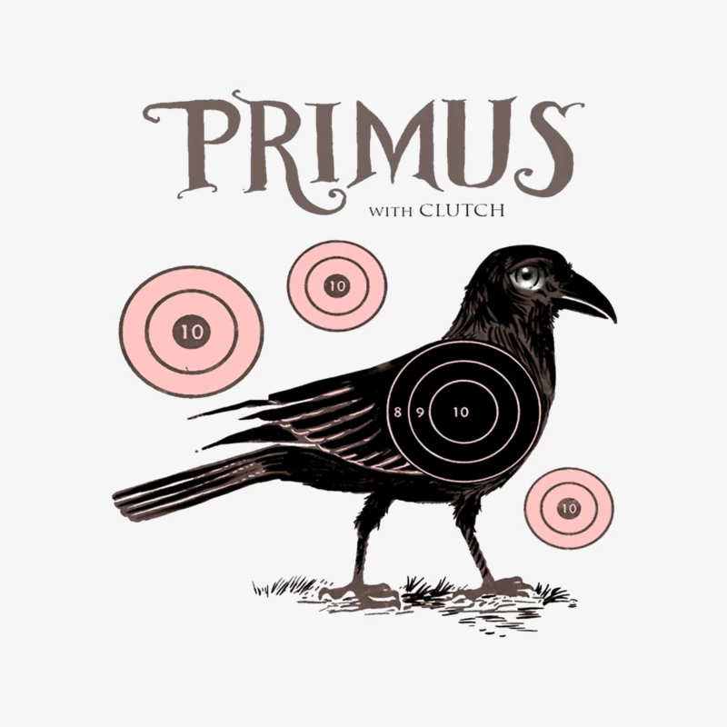 Vintage-Style Primus Concert Poster with Crow and Target Designs Female Pullover Sweatshirt