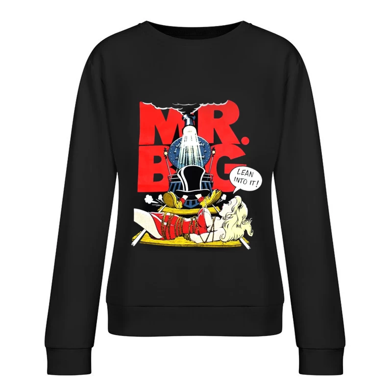 Vintage "Mr. Big" Bathroom Advertisement with Comic-Style Shower Illustration Female Pullover Sweatshirt