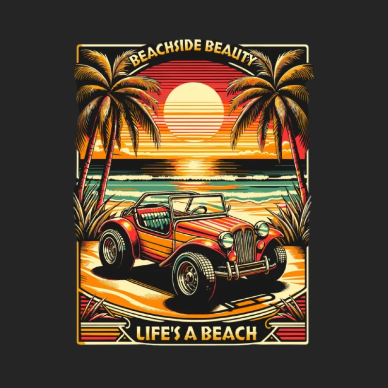 Strandauto unter Palmen bei Sonnenuntergang Herren Pullover Sweatshirt