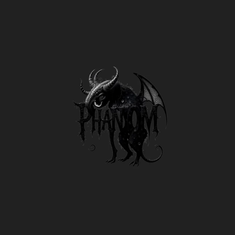 Gothic Phantom Beast with Horns and Wings Dark Art Illustration Bucket Hat