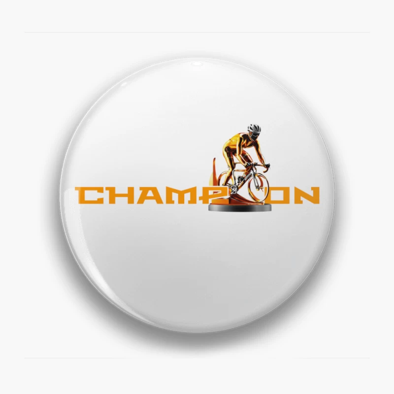 Champion Cycling Sports Logo with Trophy Cyclist Pin