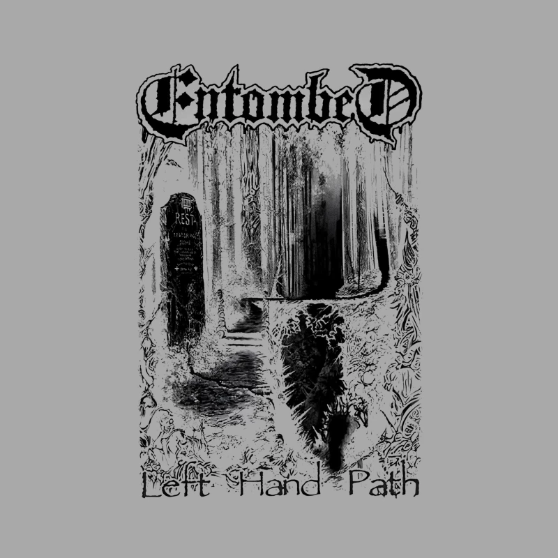 Entombed Left Hand Path Black White Male Pullover Hoodie