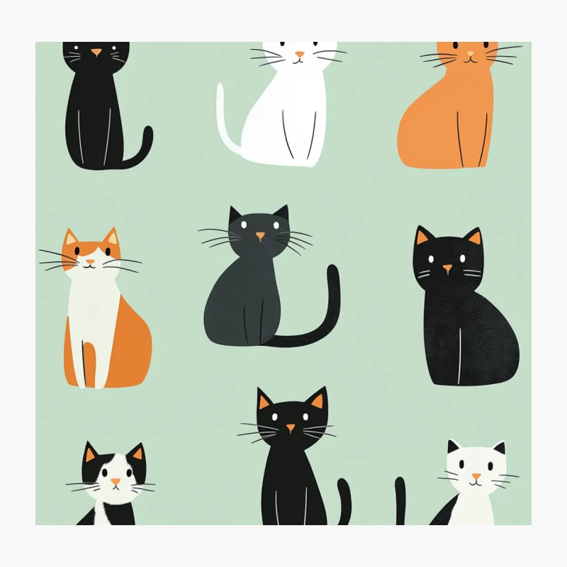 Minimalist Cartoon Cat Illustration: Cute Pet Vector Design Throw Pillow