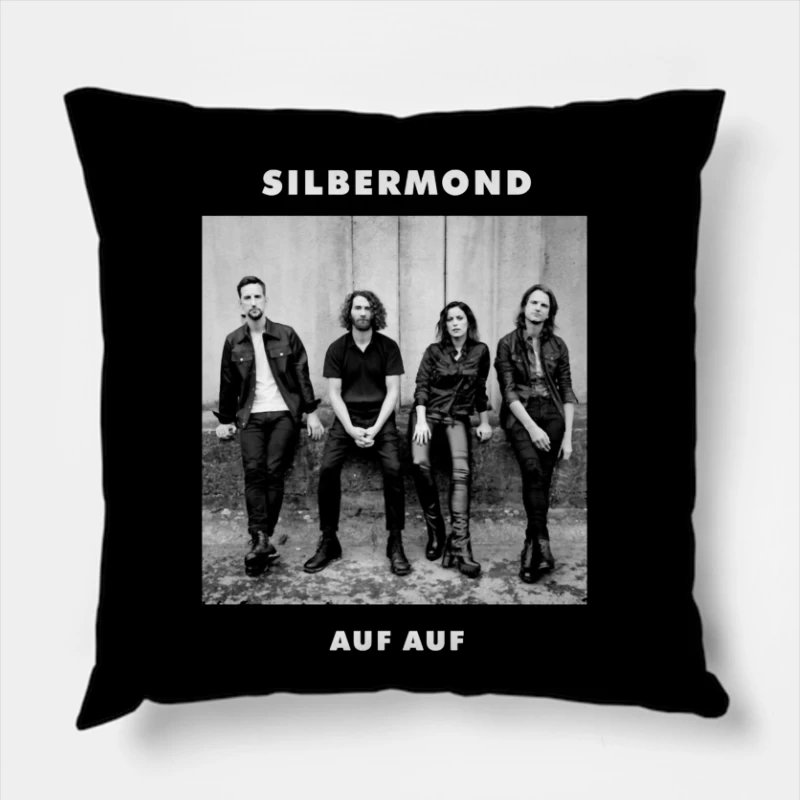 German Rock Band Silbermond - Black and White Promotional Photo Throw Pillow