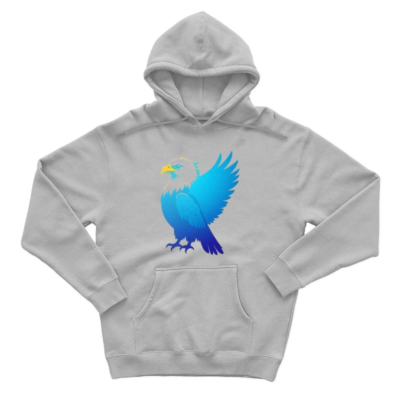 Majestic Blue Gradient Eagle Illustration Male Pullover Hoodie