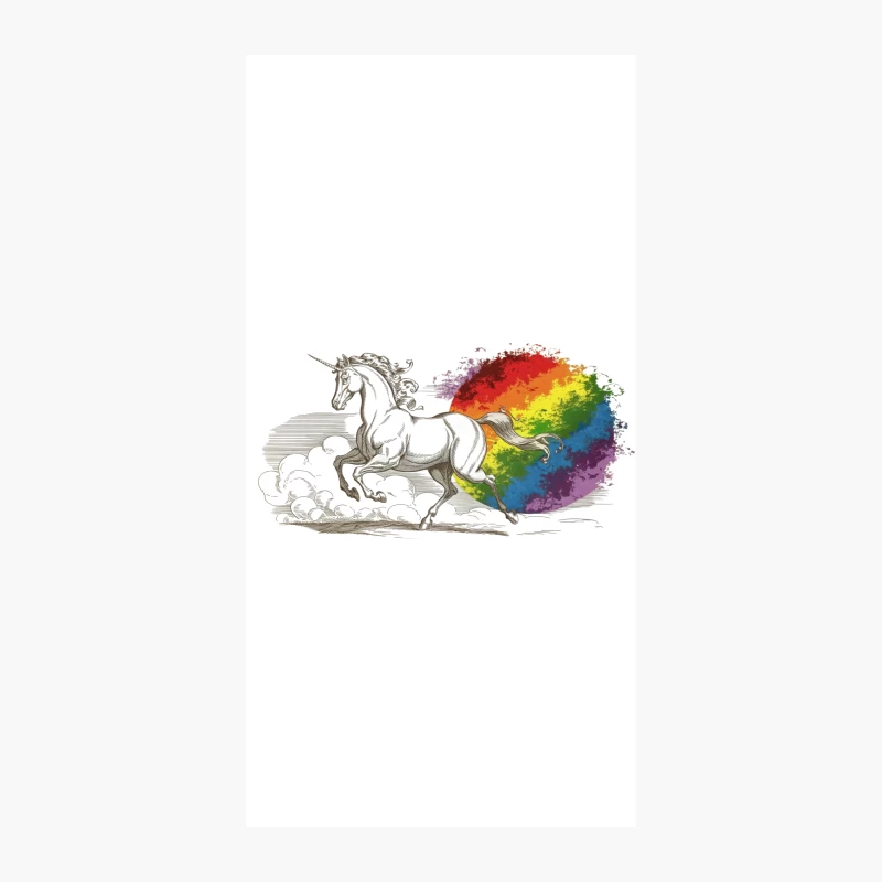 Magical Unicorn Trailing Rainbow Colors in Whimsical Fantasy Illustration iPhone Case
