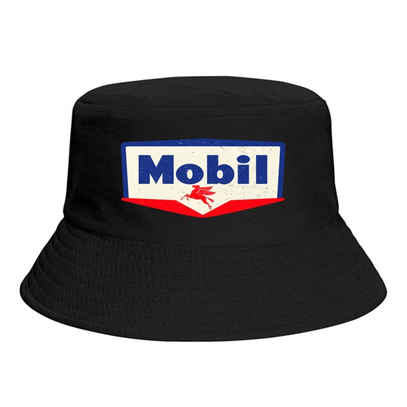 Vintage Mobil Oil Company Logo with Red Pegasus Bucket Hat