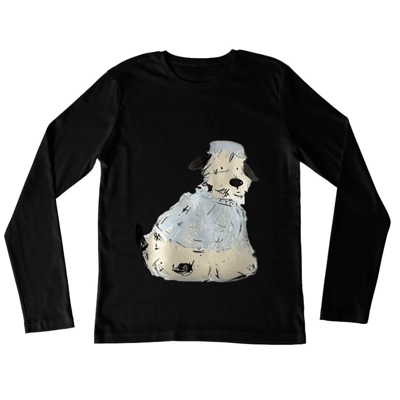 Niedlicher Cartoon-Hund mit Hemd Damen Langarm T-Shirt