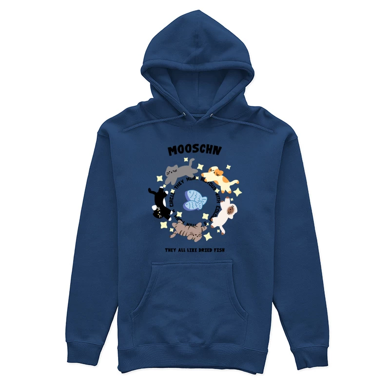 Katzenkreis mit Fischen und Sternen Damen Pullover Hoodie