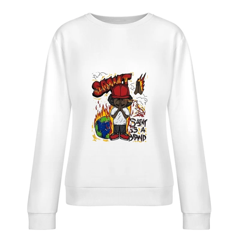 Personnage priant avec flammes et terre Femme Sweat-shirt à enfiler