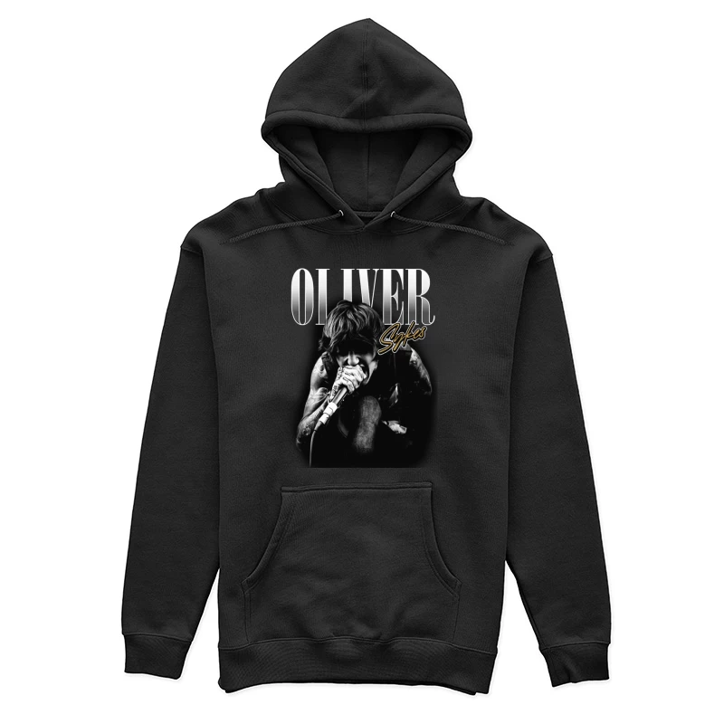 Dramatic Black and White Metal Vocalist Performance Female Pullover Hoodie