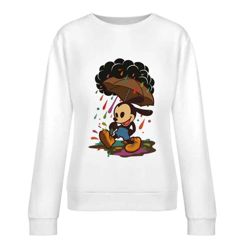 Mickey’s Rainy Day Adventure – Retro Whimsy Female Pullover Sweatshirt