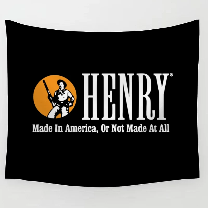 Henry Rifles Vintage Logo with American Manufacturing Slogan Tapestry