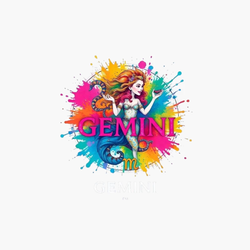 Colorful Gemini Mermaid Artwork Cotton Tote Bag