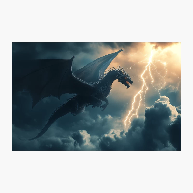 Mythical Dragon Soaring Through Stormy Skies Travel Mug