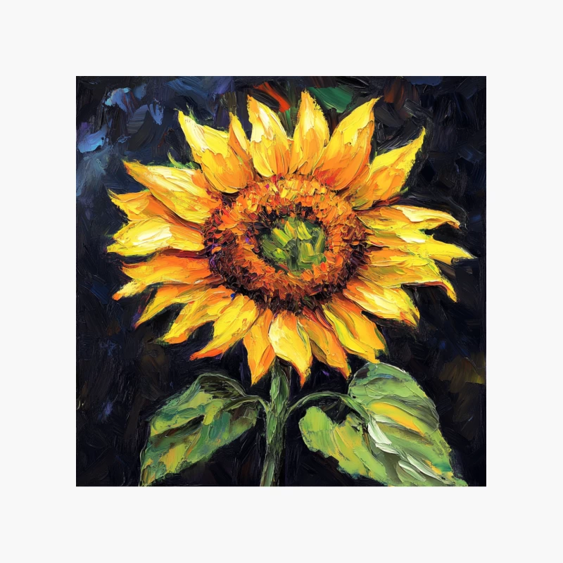 Vibrant Sunflower Oil Painting with Dark Background Cotton Tote Bag