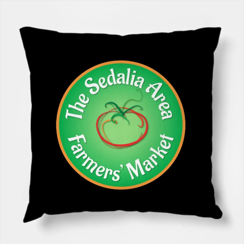 Sedalia Area Farmers' Market Circular Green Logo with Tomato Design Throw Pillow