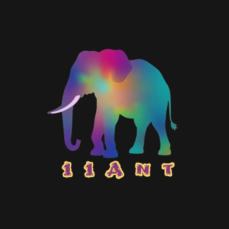 Rainbow Gradient Elephant Silhouette with "11ANT" Text Male Long Sleeve T-Shirt