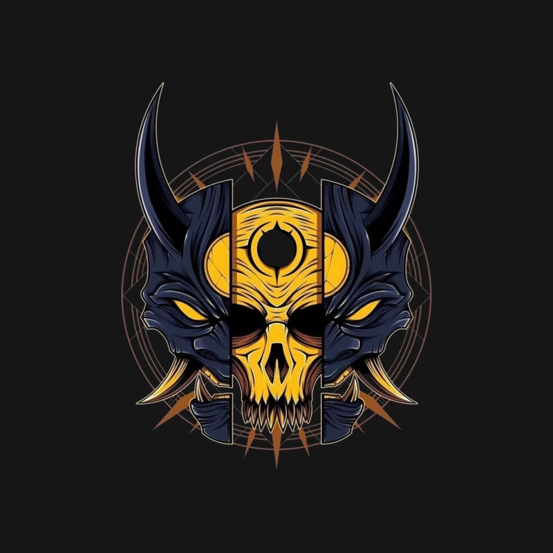 Fantasy Demon Skull Illustration Male Long Sleeve T-Shirt