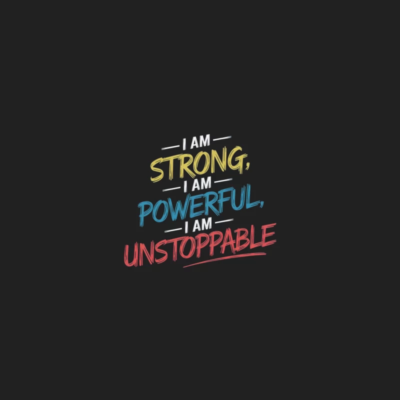 Motivational Typography: Strong Powerful Unstoppable Message Bucket Hat