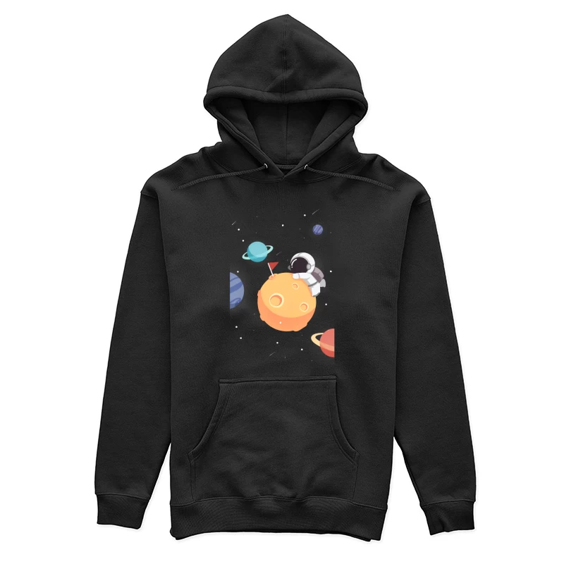 Astronaut auf Planeten mit bunten Planeten im Weltraum Damen Pullover Hoodie