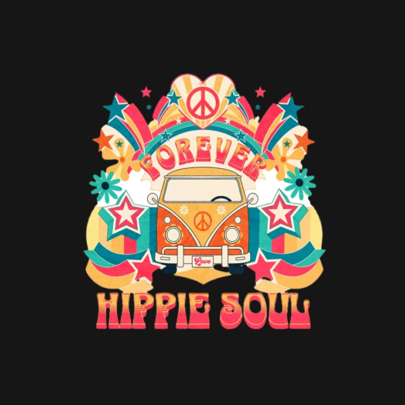 Bunter Hippie-Bus mit Frieden Herren T-Shirt