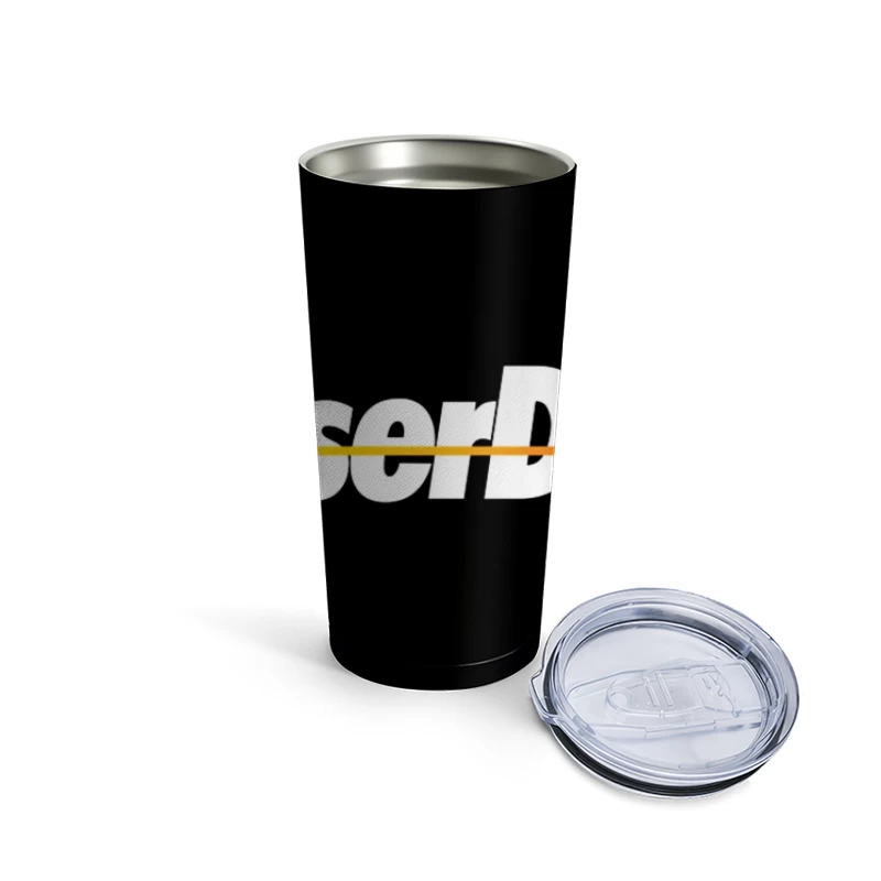 Retro Laser Disc Logo with Typography Outline Travel Mug