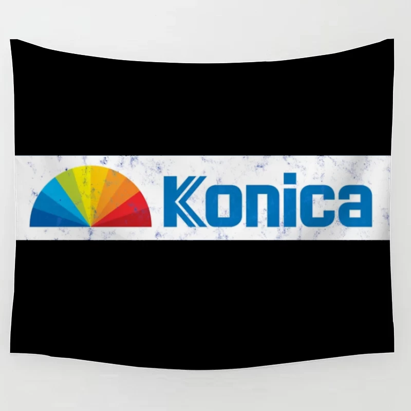 Konica Corporate Logo with Rainbow Semicircle Design Tapestry