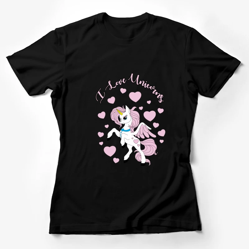 Niedliches Einhorn-Design mit Herzen Damen T-Shirt