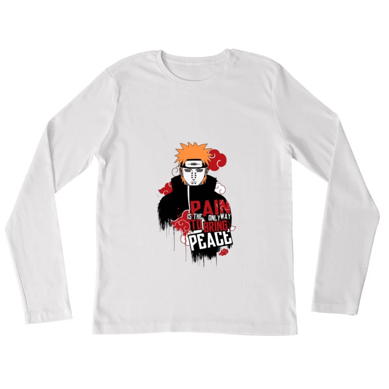 Anime Charakter mit Friedensbotschaft Damen Langarm T-Shirt
