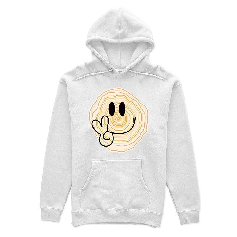 Lächelnder Holzring mit Friedenszeichen Damen Pullover Hoodie