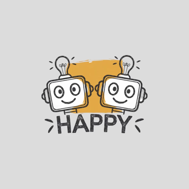 Cheerful Cartoon Robots with Light Bulb Ideas Baseball Cap