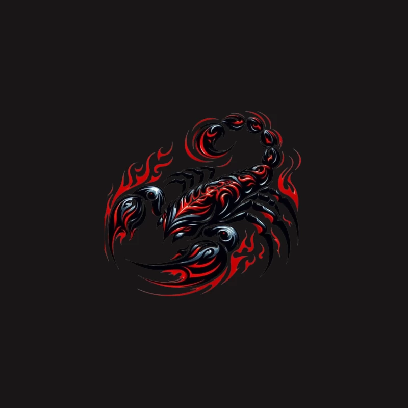 Stylized Scorpion with Flames Desk Mat