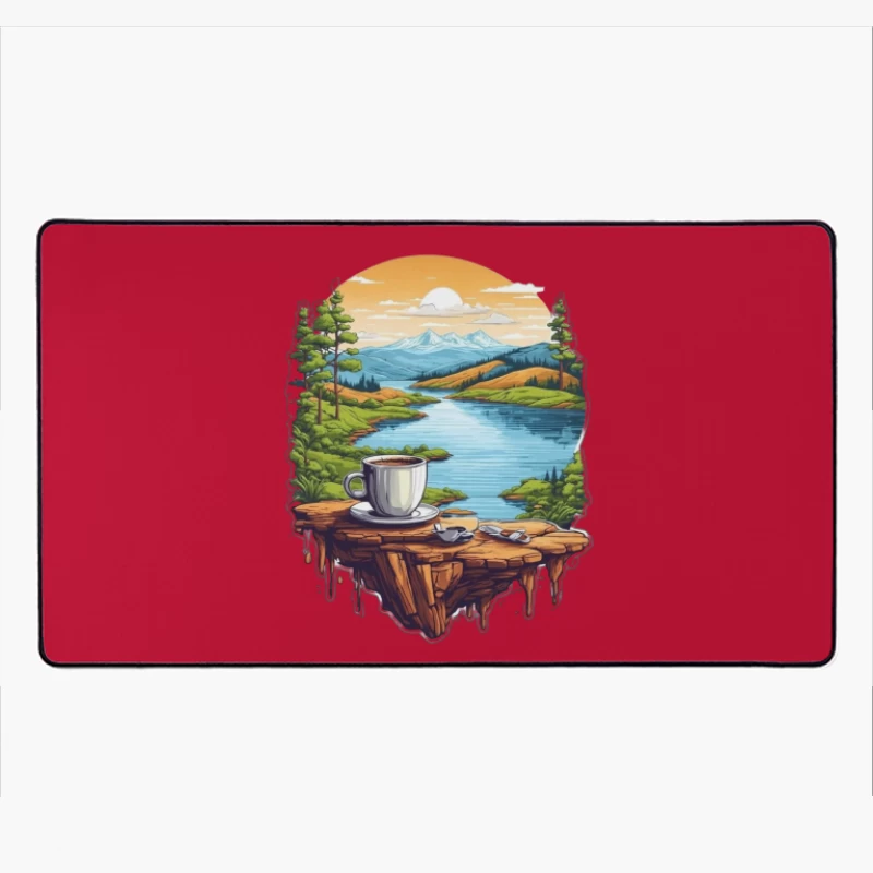 Scenic Coffee Landscape Desk Mat