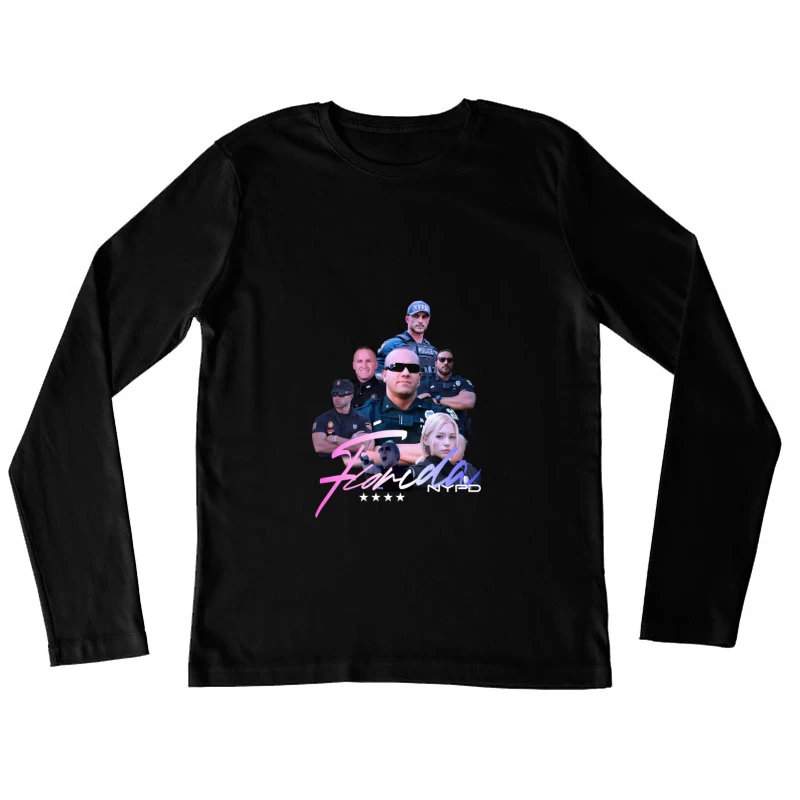 Gruppe von Polizisten mit Schriftzug Damen Langarm T-Shirt