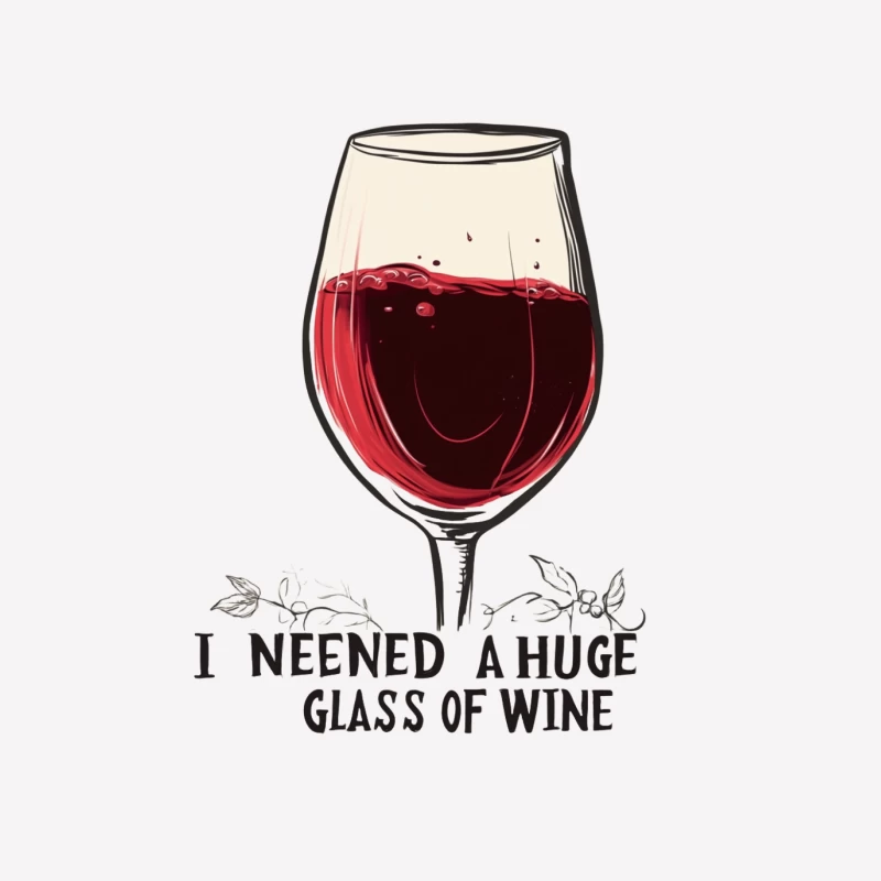 Humorous Illustration of Large Wine Glass with Typography Female T-Shirt