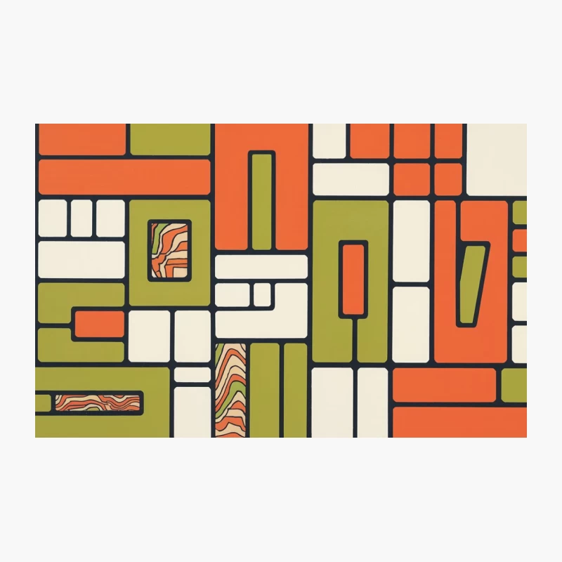 Retro Geometric Abstract in Orange and Green Travel Mug