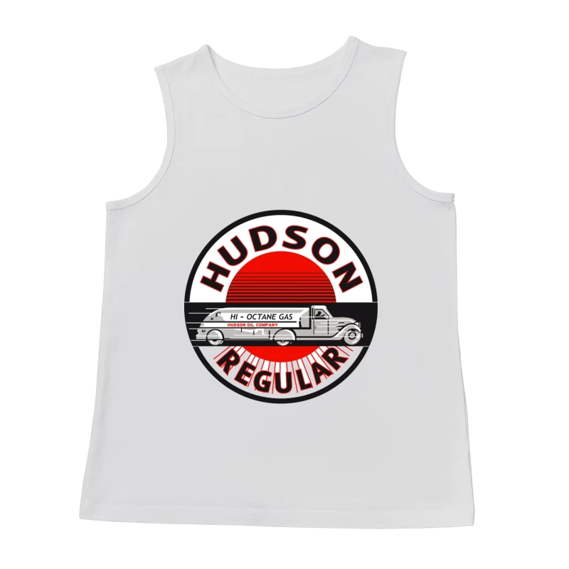 Vintage Hudson Regular Gas Station Logo with Art Deco Fuel Truck Design Male Tank Top