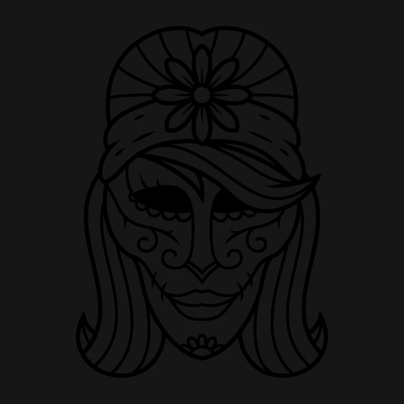 Masque de sucre orné avec des fleurs Homme Manches Longues T-Shirt