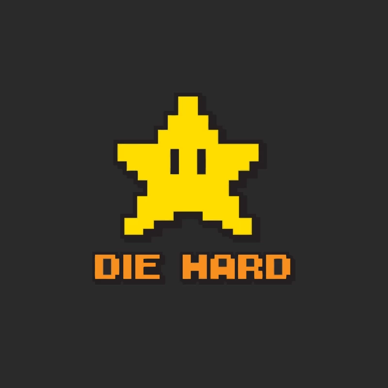 Retro Gaming Pixel Art Star with "Die Hard" Text Baseball Cap