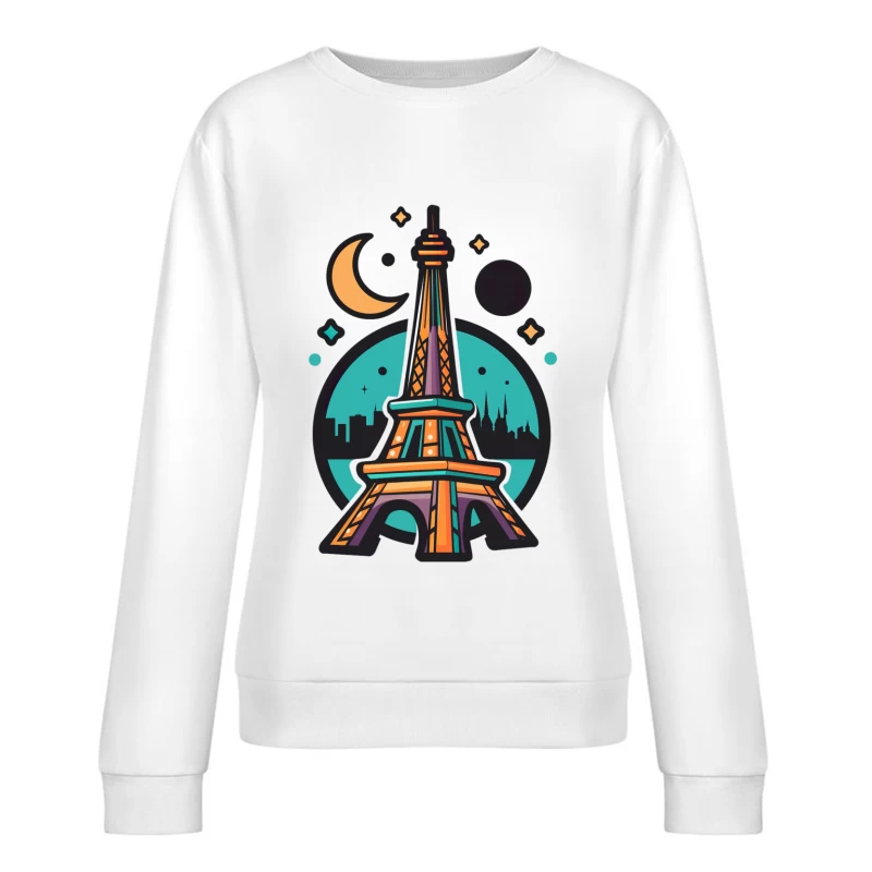 Tour Eiffel stylisée la nuit Femme Sweat-shirt à enfiler