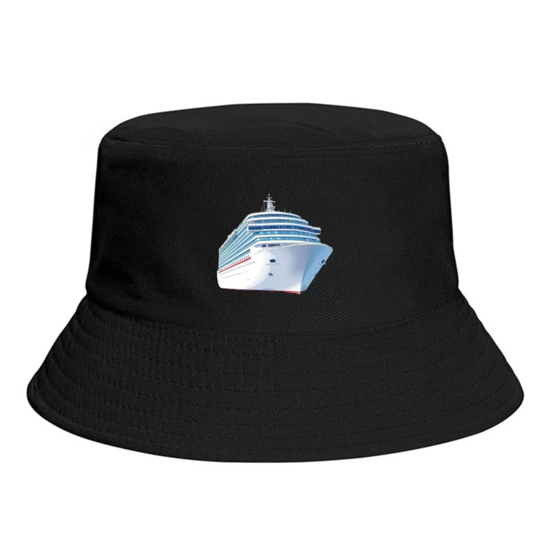 Modern Luxury Cruise Ship in White and Blue Design Bucket Hat