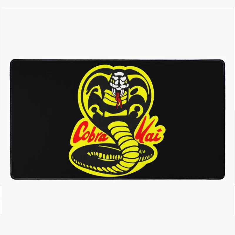 Cobra Kai Martial Arts Dojo Logo with Strike-Ready Snake Desk Mat