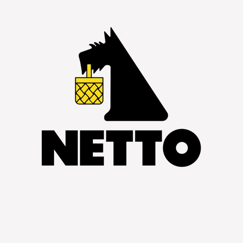 Netto Supermarket Logo with Black Dog and Yellow Basket Male T-Shirt