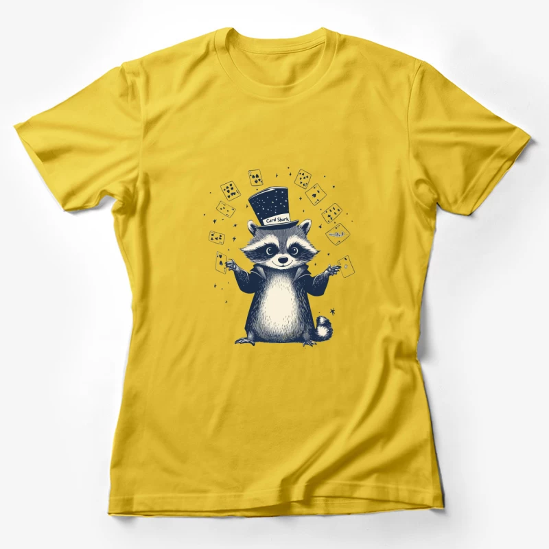 Whimsical Raccoon Card Shark Magician Female T-Shirt