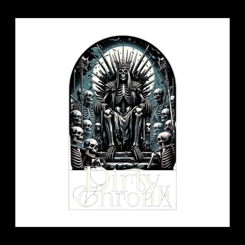 Gothic Skeleton King on Skull Throne Throw Pillow