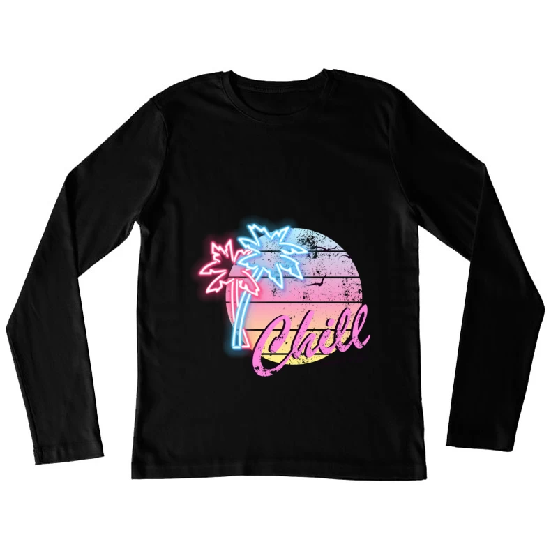 Vibe d'été avec Palmiers Néon Femme Manches Longues T-Shirt