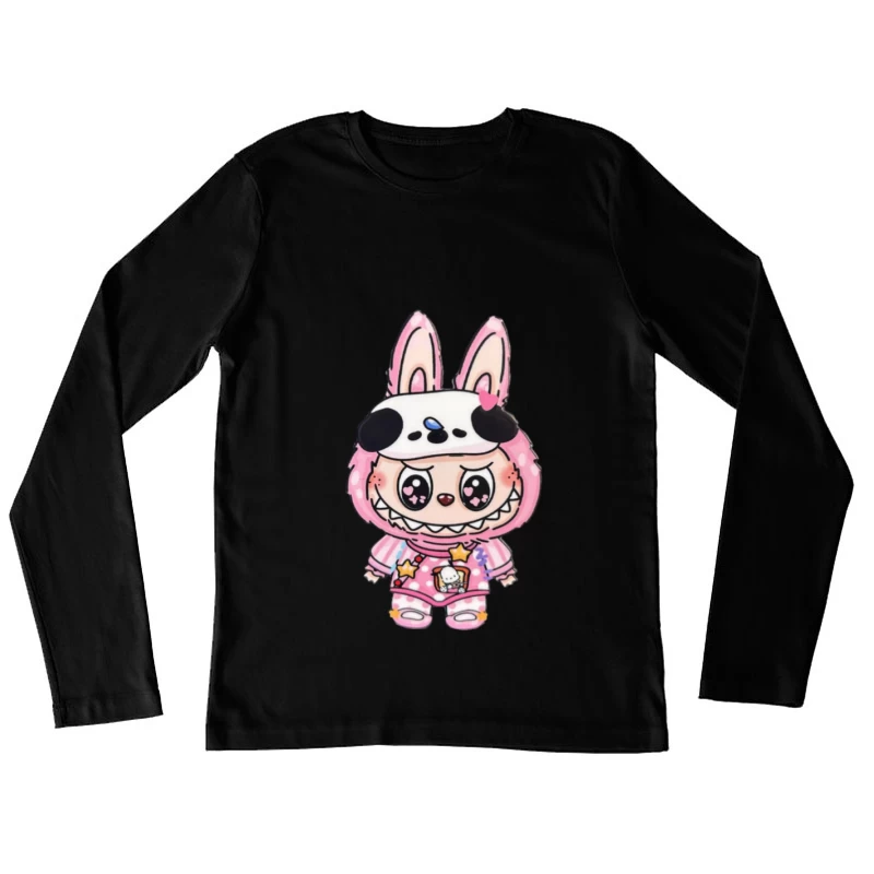 Niedliches Kaninchen-Maskottchen in Pastellfarben Damen Langarm T-Shirt
